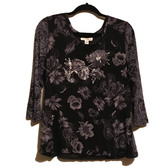 Coldwater Creek Tops - COLDWATER CREEK Sequin Floral Sz XL